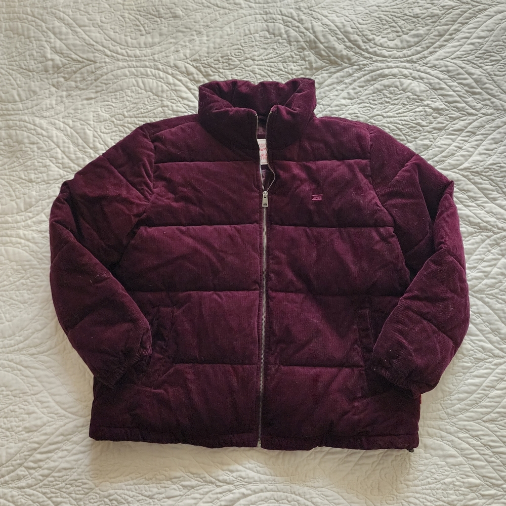 Levi's Corduroy Puffer Jacket in Plum